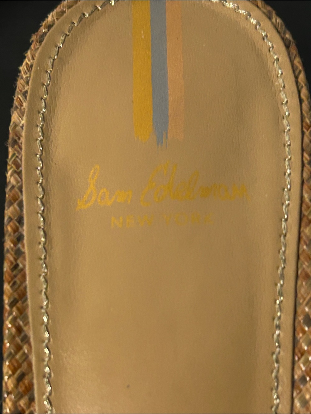 Sam Edelman Woven Tan Slide Mules with Leather Trim - Picture 2 of 4